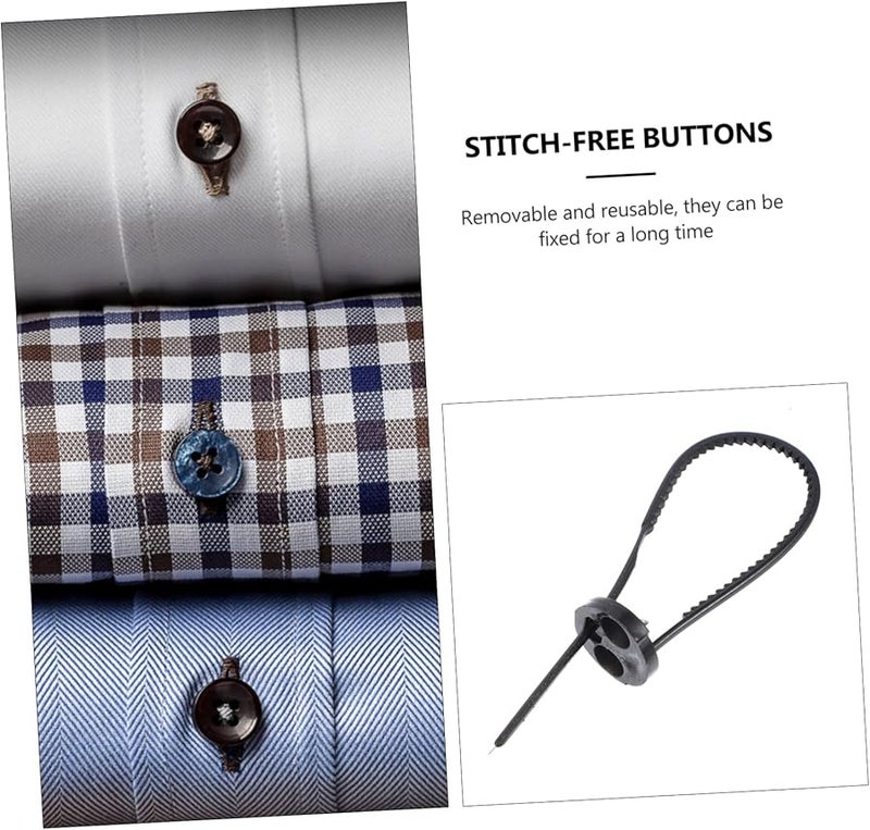 أزرار ديكورية من البلاستيك الأسود مع إبر 60 قطعة، مثبتات سريعة الاستبدال بدون خياطة للقمصان والتنانير - Image 4